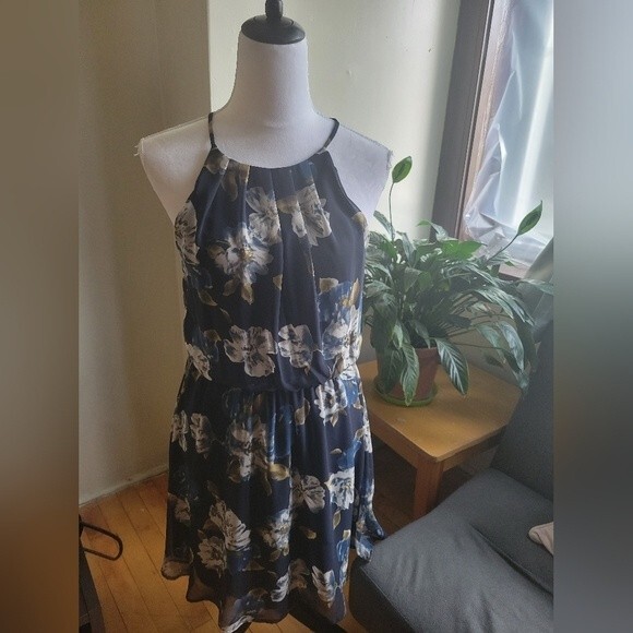 Lush Women Blue Floral Dress Size Medium - Picture 1 of 9